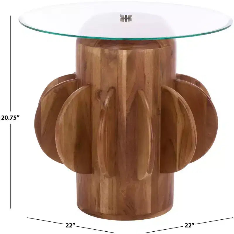 Table d'appoint Marata en verre - ACC3222 - Verre/Noyer - Safavieh