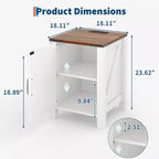 Lot de 2 tables de chevet de style ferme avec station de recharge, tables de chevet en bois de 18 pouces avec porte coulissante de style grange, tables d'appoint modernes à 2 niveaux pour chambre à coucher.