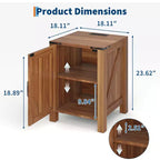 Lot de 2 tables de chevet de style ferme avec station de recharge, tables de chevet en bois de 18 pouces avec porte coulissante de style grange, tables d'appoint modernes à 2 niveaux pour chambre à coucher.