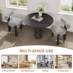 Chaises de salle à manger rembourrées, chaises de salle à manger modernes en bouclette avec dossier incurvé ergonomique, chaises de cuisine confortables avec pieds en bois de caoutchouc