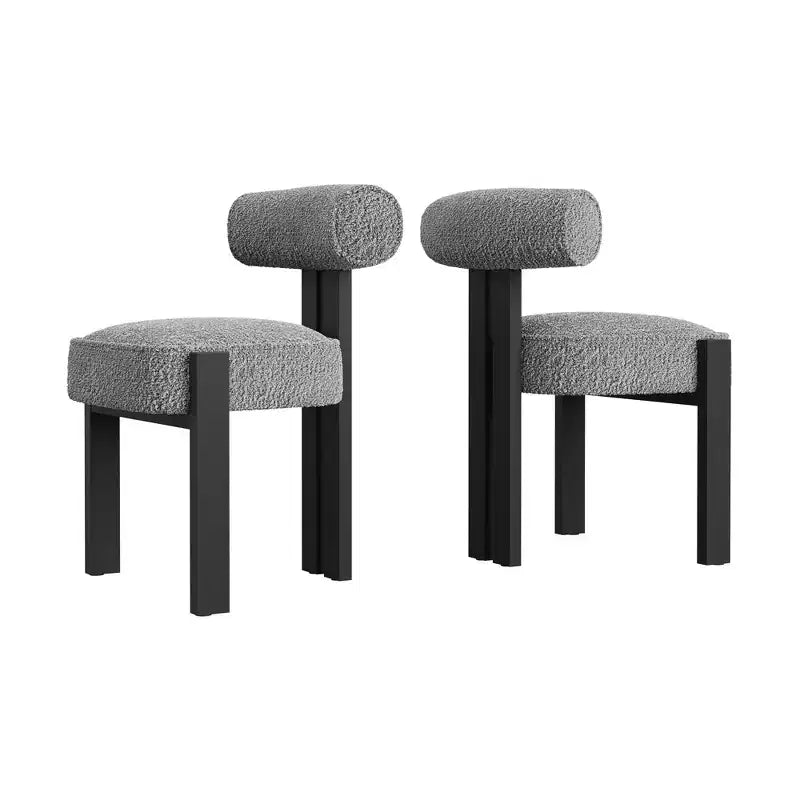 Chaises de salle à manger rembourrées, chaises de salle à manger modernes en bouclette avec dossier incurvé ergonomique, chaises de cuisine confortables avec pieds en bois de caoutchouc