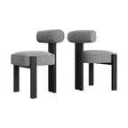 Chaises de salle à manger rembourrées, chaises de salle à manger modernes en bouclette avec dossier incurvé ergonomique, chaises de cuisine confortables avec pieds en bois de caoutchouc