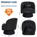 Fauteuil d'appoint pivotant moderne, fauteuil rembourré en velours pivotant à 360 degrés avec dossier rayé et rembourrage moelleux, fauteuil de salon rond confortable 2 pièces
