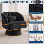 Fauteuil d'appoint pivotant moderne, fauteuil rembourré en velours pivotant à 360 degrés avec dossier rayé et rembourrage moelleux, fauteuil de salon rond confortable 2 pièces