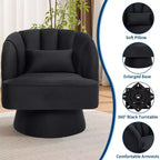Fauteuil d'appoint pivotant moderne, fauteuil rembourré en velours pivotant à 360 degrés avec dossier rayé et rembourrage moelleux, fauteuil de salon rond confortable 2 pièces