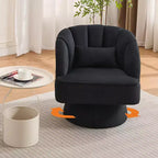 Fauteuil d'appoint pivotant moderne, fauteuil rembourré en velours pivotant à 360 degrés avec dossier rayé et rembourrage moelleux, fauteuil de salon rond confortable 2 pièces
