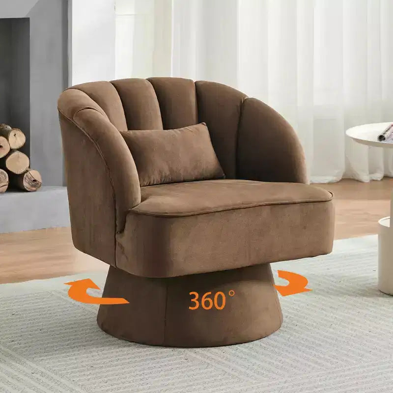 Fauteuil d'appoint pivotant moderne, fauteuil rembourré en velours pivotant à 360 degrés avec dossier rayé et rembourrage moelleux, fauteuil de salon rond confortable 2 pièces