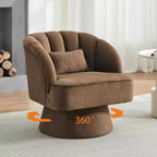 Fauteuil d'appoint pivotant moderne, fauteuil rembourré en velours pivotant à 360 degrés avec dossier rayé et rembourrage moelleux, fauteuil de salon rond confortable 2 pièces