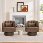 Fauteuil d'appoint pivotant moderne, fauteuil rembourré en velours pivotant à 360 degrés avec dossier rayé et rembourrage moelleux, fauteuil de salon rond confortable 2 pièces