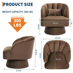 Fauteuil d'appoint pivotant moderne, fauteuil rembourré en velours pivotant à 360 degrés avec dossier rayé et rembourrage moelleux, fauteuil de salon rond confortable 2 pièces