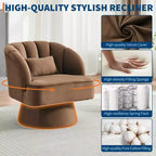 Fauteuil d'appoint pivotant moderne, fauteuil rembourré en velours pivotant à 360 degrés avec dossier rayé et rembourrage moelleux, fauteuil de salon rond confortable 2 pièces