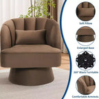 Fauteuil d'appoint pivotant moderne, fauteuil rembourré en velours pivotant à 360 degrés avec dossier rayé et rembourrage moelleux, fauteuil de salon rond confortable 2 pièces