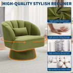 Fauteuil d'appoint pivotant moderne, fauteuil rembourré en velours pivotant à 360 degrés avec dossier rayé et rembourrage moelleux, fauteuil de salon rond confortable 2 pièces