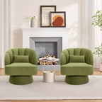 Fauteuil d'appoint pivotant moderne, fauteuil rembourré en velours pivotant à 360 degrés avec dossier rayé et rembourrage moelleux, fauteuil de salon rond confortable 2 pièces