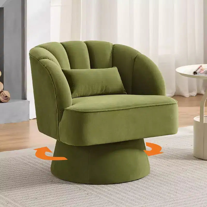 Fauteuil d'appoint pivotant moderne, fauteuil rembourré en velours pivotant à 360 degrés avec dossier rayé et rembourrage moelleux, fauteuil de salon rond confortable 2 pièces