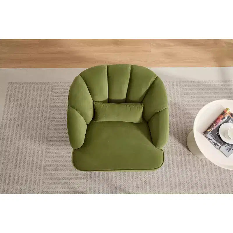 Fauteuil d'appoint pivotant moderne, fauteuil rembourré en velours pivotant à 360 degrés avec dossier rayé et rembourrage moelleux, fauteuil de salon rond confortable 2 pièces