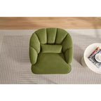 Fauteuil d'appoint pivotant moderne, fauteuil rembourré en velours pivotant à 360 degrés avec dossier rayé et rembourrage moelleux, fauteuil de salon rond confortable 2 pièces