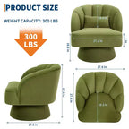Fauteuil d'appoint pivotant moderne, fauteuil rembourré en velours pivotant à 360 degrés avec dossier rayé et rembourrage moelleux, fauteuil de salon rond confortable 2 pièces
