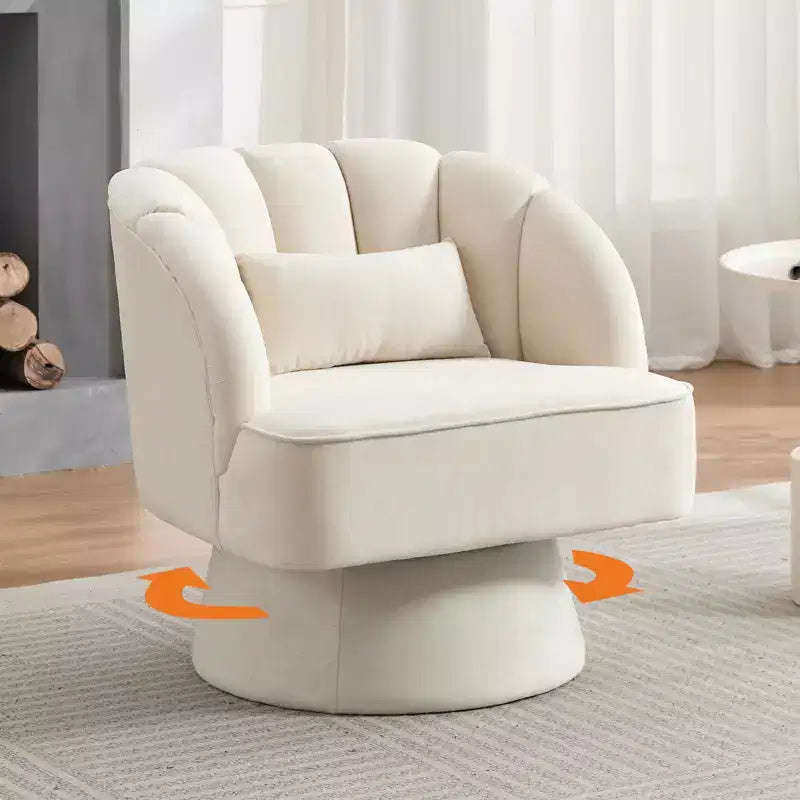 Fauteuil d'appoint pivotant moderne, fauteuil rembourré en velours pivotant à 360 degrés avec dossier rayé et rembourrage moelleux, fauteuil de salon rond confortable 2 pièces