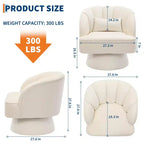 Fauteuil d'appoint pivotant moderne, fauteuil rembourré en velours pivotant à 360 degrés avec dossier rayé et rembourrage moelleux, fauteuil de salon rond confortable 2 pièces