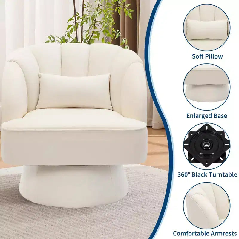 Fauteuil d'appoint pivotant moderne, fauteuil rembourré en velours pivotant à 360 degrés avec dossier rayé et rembourrage moelleux, fauteuil de salon rond confortable 2 pièces