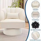Fauteuil d'appoint pivotant moderne, fauteuil rembourré en velours pivotant à 360 degrés avec dossier rayé et rembourrage moelleux, fauteuil de salon rond confortable 2 pièces