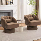Fauteuil d'appoint pivotant moderne, fauteuil rembourré en velours pivotant à 360 degrés avec dossier rayé et rembourrage moelleux, fauteuil de salon rond confortable 2 pièces