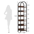 Étagère d'angle arquée à 6 niveaux MAYEERTY, Bibliothèque de rangement à dessus incurvé de 200 cm de haut