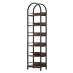 Étagère d'angle arquée à 6 niveaux MAYEERTY, Bibliothèque de rangement à dessus incurvé de 200 cm de haut