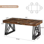 Table de salle à manger Lantine de 63 pouces pour 4 à 6 personnes, table de cuisine de style campagnard avec pieds en métal robustes pour salon, marron et noir vintage