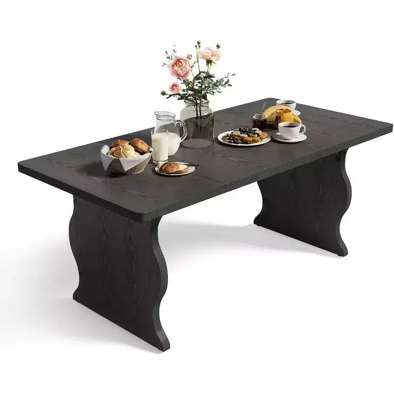 Lantine Modern Dining Table for 4-6, 63-Inch Rectangular Black Kitchen Table, Wood Kitchen & Dining Room Furniture