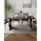 Table à manger moderne Lantine pour 4 à 6 personnes, table de cuisine rectangulaire noire de 160 cm, meubles de cuisine et de salle à manger en bois