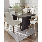Table à manger moderne Lantine pour 4 à 6 personnes, table de cuisine rectangulaire noire de 160 cm, meubles de cuisine et de salle à manger en bois