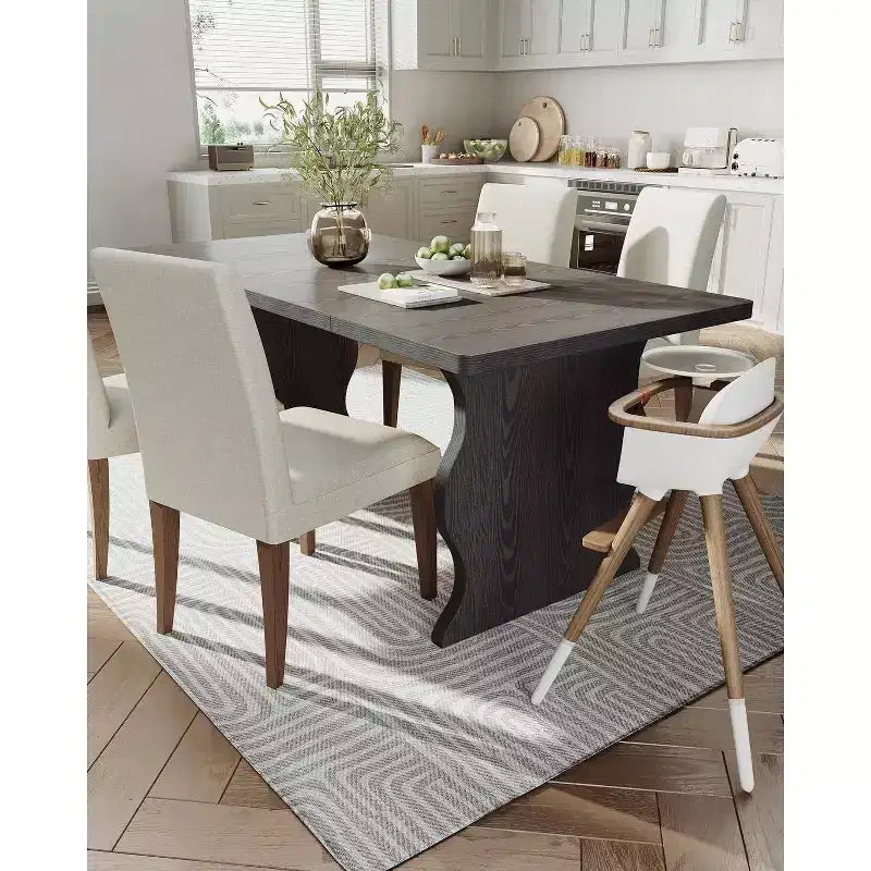 Table à manger moderne Lantine pour 4 à 6 personnes, table de cuisine rectangulaire noire de 160 cm, meubles de cuisine et de salle à manger en bois