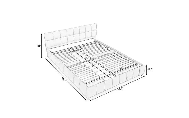 MAYEERTY Lit rembourré Queen Size avec tête de lit Tissu Chenille Cadre de lit solide Tiroir pour Chambre Bleu Vert