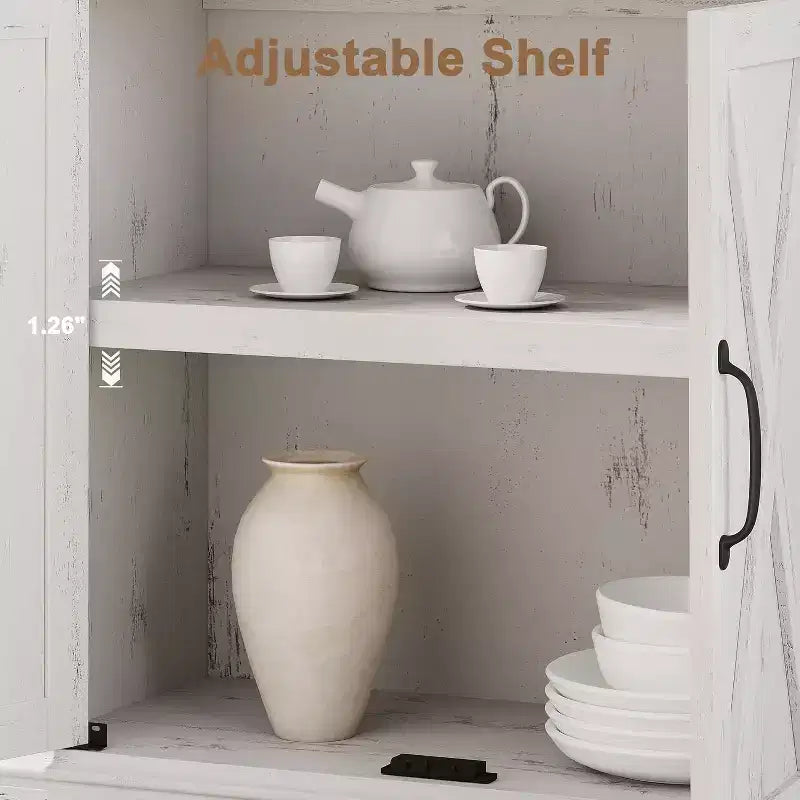 Bibliothèque de ferme avec portes, étagère à 5 niveaux avec armoire, bibliothèque en bois de 174,5 cm de haut à 5 étagères pour salon, bureau à domicile, chambre à coucher.