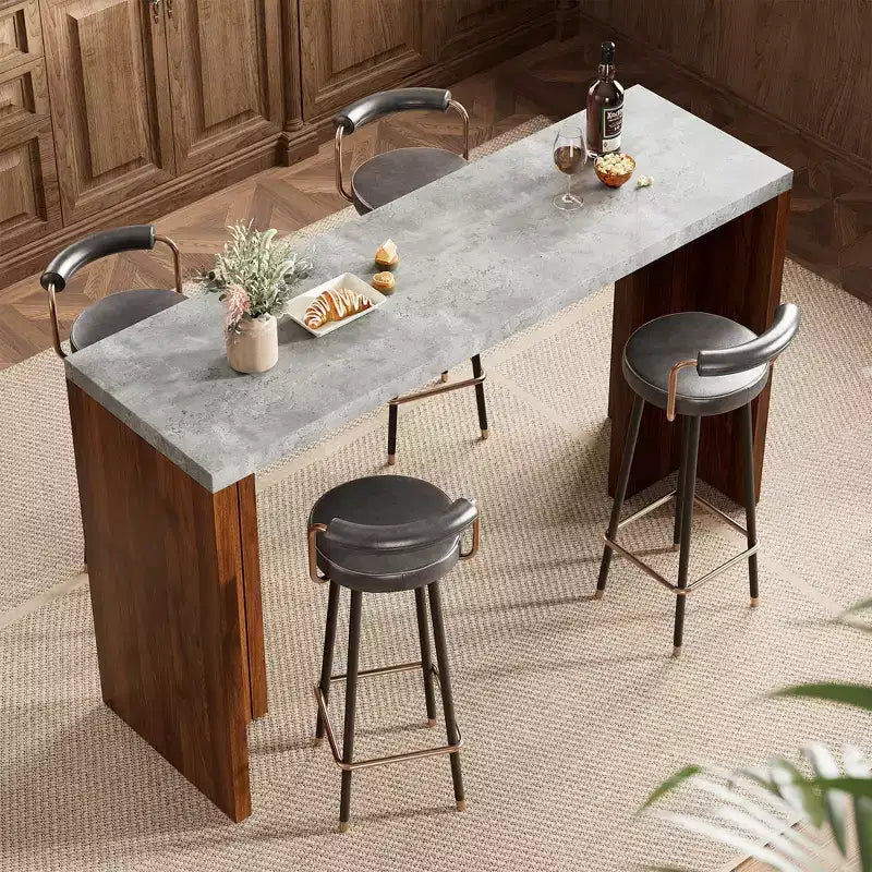 Table de bar pour 4 à 6 personnes - Table de pub haute de 140 cm avec plateau extra-épais, unité de bar de maison rectangulaire moderne pour cuisine
