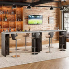 Table de bar pour 4 à 6 personnes - Table de pub haute de 140 cm avec plateau extra-épais, unité de bar de maison rectangulaire moderne pour cuisine