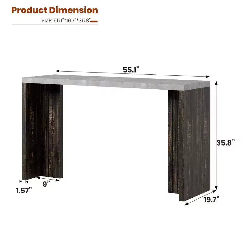 Table de bar pour 4 à 6 personnes - Table de pub haute de 140 cm avec plateau extra-épais, unité de bar de maison rectangulaire moderne pour cuisine