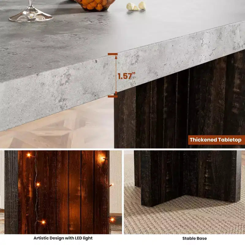Table de bar pour 4 à 6 personnes - Table de pub haute de 140 cm avec plateau extra-épais, unité de bar de maison rectangulaire moderne pour cuisine