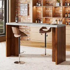 Table de bar pour 4 à 6 personnes - Table de pub haute de 140 cm avec plateau extra-épais, unité de bar de maison rectangulaire moderne pour cuisine