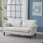 TUYOHW 67.72 Inch Faux Leather 2-Seater Sofa with Nailhead Trim for Living Room,Apartment,Office,Beige