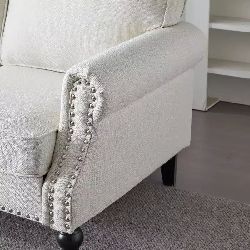 Canapé 2 places en similicuir TUYOHW 172 cm avec clous décoratifs pour salon, appartement, bureau, beige