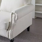 Canapé 2 places en similicuir TUYOHW 172 cm avec clous décoratifs pour salon, appartement, bureau, beige