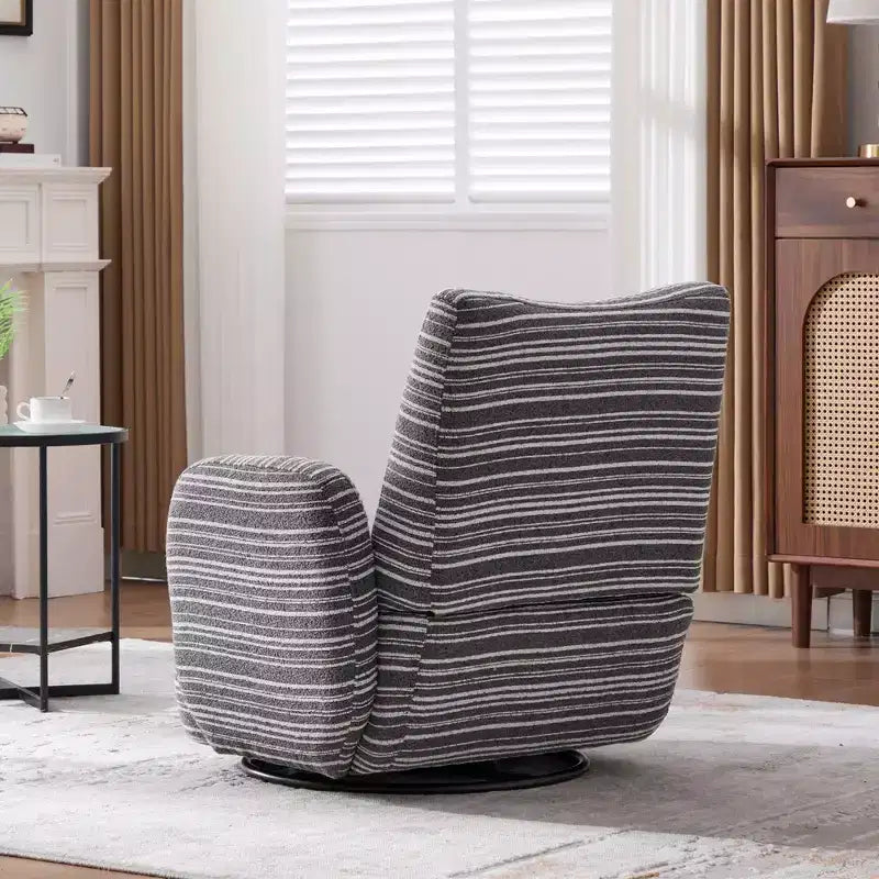 Fauteuil d'appoint pivotant moderne TUYOHW avec canapé simple de loisirs rembourré à rayures et accoudoirs à support métallique, fauteuil pivotant pour salon, chambre à coucher