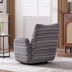 Fauteuil d'appoint pivotant moderne TUYOHW avec canapé simple de loisirs rembourré à rayures et accoudoirs à support métallique, fauteuil pivotant pour salon, chambre à coucher