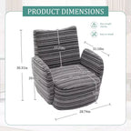 Fauteuil d'appoint pivotant moderne TUYOHW avec canapé simple de loisirs rembourré à rayures et accoudoirs à support métallique, fauteuil pivotant pour salon, chambre à coucher