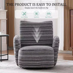 Fauteuil d'appoint pivotant moderne TUYOHW avec canapé simple de loisirs rembourré à rayures et accoudoirs à support métallique, fauteuil pivotant pour salon, chambre à coucher