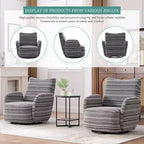 Fauteuil d'appoint pivotant moderne TUYOHW avec canapé simple de loisirs rembourré à rayures et accoudoirs à support métallique, fauteuil pivotant pour salon, chambre à coucher