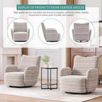 Fauteuil d'appoint pivotant moderne TUYOHW avec canapé simple de loisirs rembourré à rayures et accoudoirs à support métallique, fauteuil pivotant pour salon, chambre à coucher